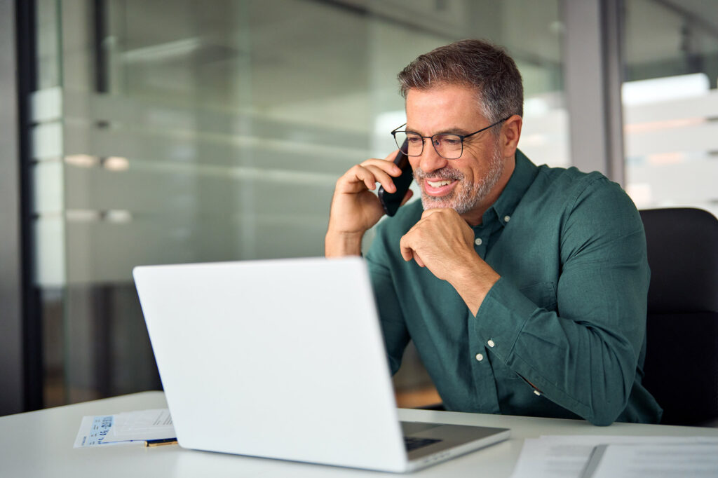 Man making telephone call